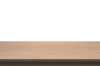 Ahşap masa üstü izole beyaz zemin üzerine