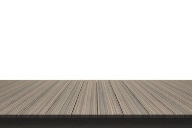 Ahşap masa üstü izole beyaz zemin üzerine