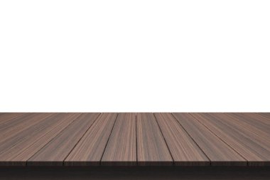 Ahşap masa üstü izole beyaz zemin üzerine