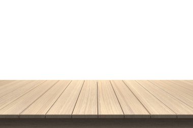 Ahşap masa üstü izole beyaz zemin üzerine