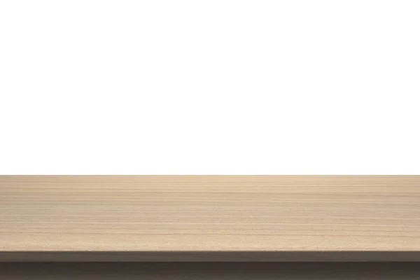 Tampo da mesa de madeira no fundo branco isolado — Fotografia de Stock