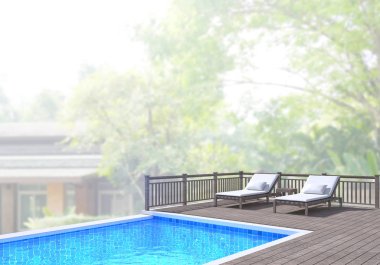 Yüzme Havuzu ve Teras dış arka plan bulanıklık