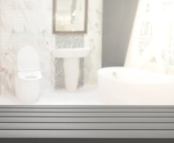 Tafelblad en Blur badkamer van achtergrond — Stockfoto