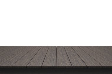 Ahşap masa üstü izole beyaz zemin üzerine