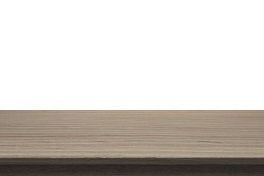 Ahşap masa üstü izole beyaz zemin üzerine