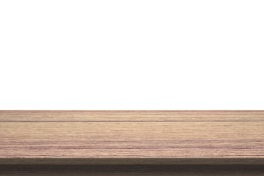 Ahşap masa üstü izole beyaz zemin üzerine