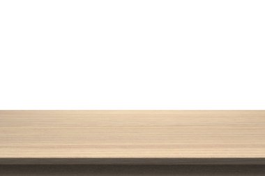 Ahşap masa üstü izole beyaz zemin üzerine