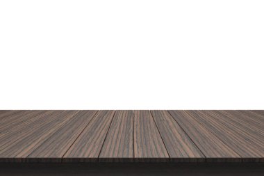 Ahşap masa üstü izole beyaz zemin üzerine