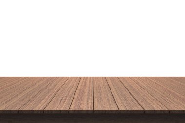 Ahşap masa üstü izole beyaz zemin üzerine