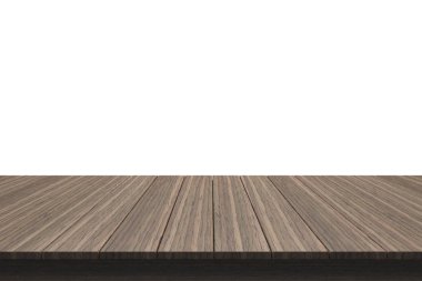 Ahşap masa üstü izole beyaz zemin üzerine