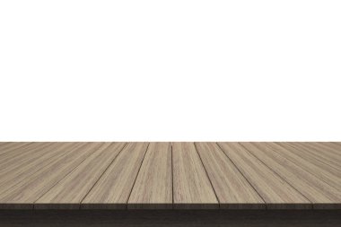 Ahşap masa üstü izole beyaz zemin üzerine