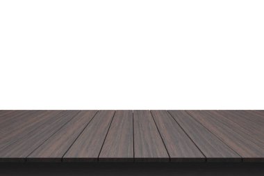 Ahşap masa üstü izole beyaz zemin üzerine