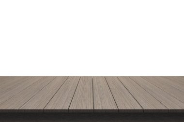 Ahşap masa üstü izole beyaz zemin üzerine