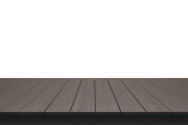 Ahşap masa üstü izole beyaz zemin üzerine