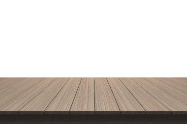 Ahşap masa üstü izole beyaz zemin üzerine