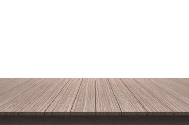 Ahşap masa üstü izole beyaz zemin üzerine