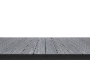 Ahşap masa üstü izole beyaz zemin üzerine
