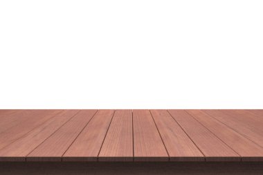 Ahşap masa üstü izole beyaz zemin üzerine