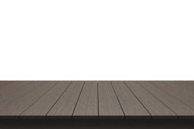 Ahşap masa üstü izole beyaz zemin üzerine