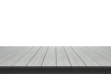 Ahşap masa üstü izole beyaz zemin üzerine