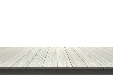 Ahşap masa üstü izole beyaz zemin üzerine