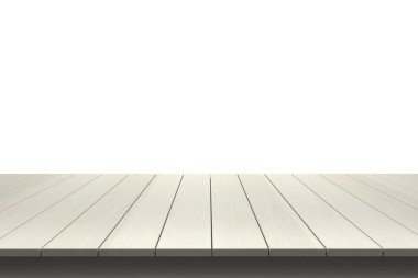 Ahşap masa üstü izole beyaz zemin üzerine