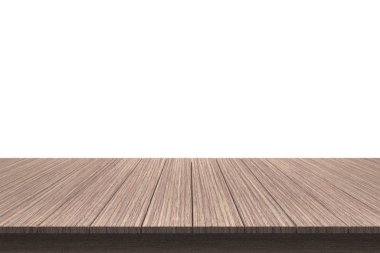 Ahşap masa üstü izole beyaz zemin üzerine