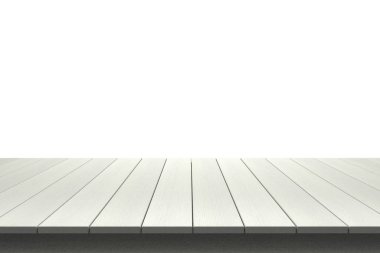 Ahşap masa üstü izole beyaz zemin üzerine