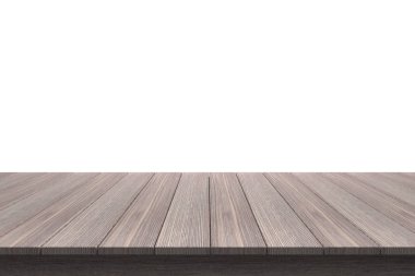 Ahşap masa üstü izole beyaz zemin üzerine