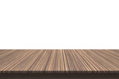 Ahşap masa üstü izole beyaz zemin üzerine