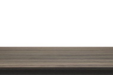 Ahşap masa üstü izole beyaz zemin üzerine