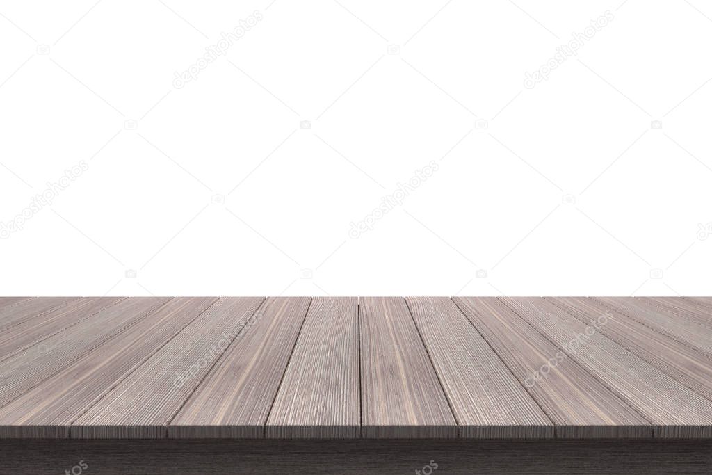 Wood Table Top On Isolated White Background