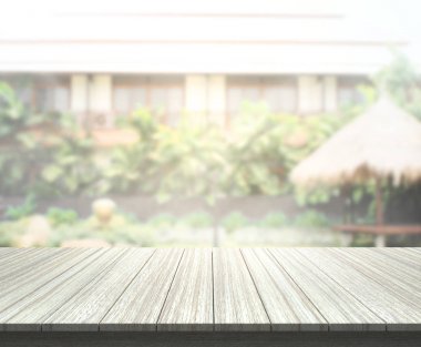 Top masa ve bina, arka plan bulanıklık