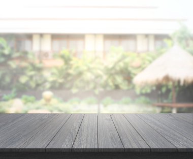 Top masa ve bina, arka plan bulanıklık