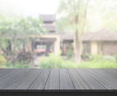 Top masa ve bina, arka plan bulanıklık