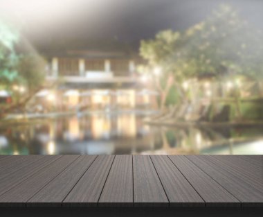 Top masa ve bina, arka plan bulanıklık