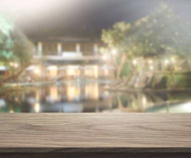 Top masa ve bina, arka plan bulanıklık