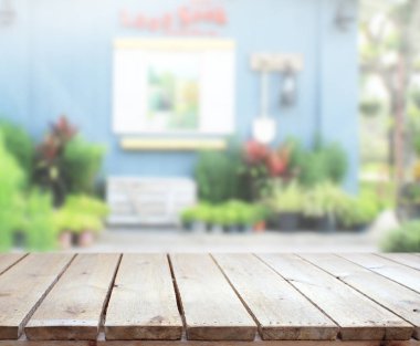 Top masa ve bina, arka plan bulanıklık