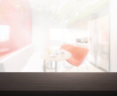 Bulanıklık arka planda Office ahşap masa