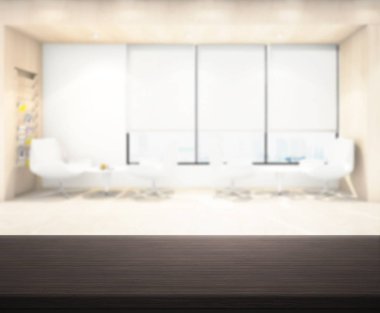 Bulanıklık arka planda Office ahşap masa