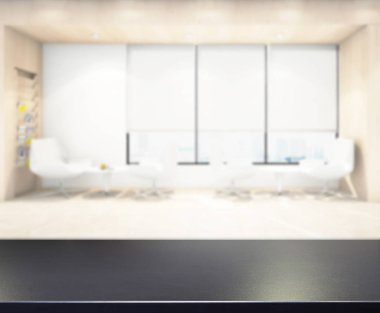 Bulanıklık arka planda Office ahşap masa