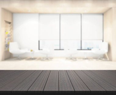 Bulanıklık arka planda Office ahşap masa