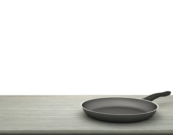 Lege Pan op tafel op geïsoleerde witte achtergrond — Stockfoto