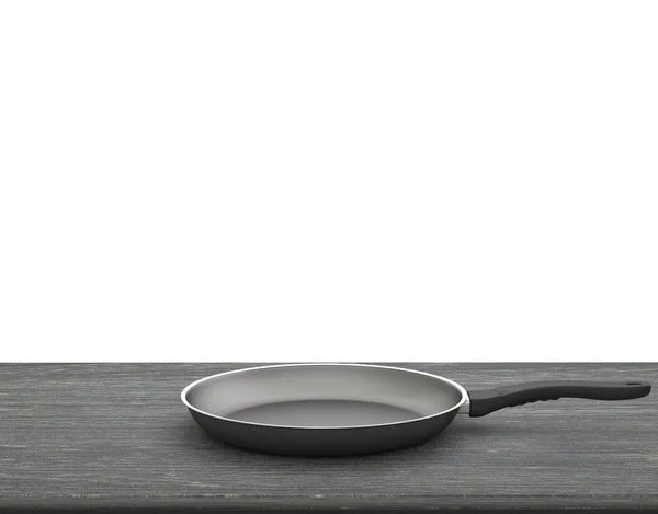 Lege Pan op tafel op geïsoleerde witte achtergrond — Stockfoto