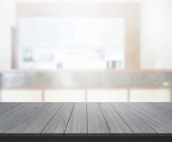 Tabela de madeira de fundo Blur no escritório — Fotografia de Stock