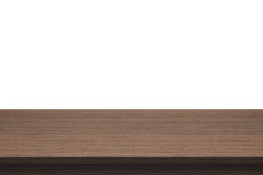 Ahşap masa üstü izole beyaz zemin üzerine