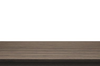 Ahşap masa üstü izole beyaz zemin üzerine