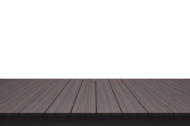 Ahşap masa üstü izole beyaz zemin üzerine