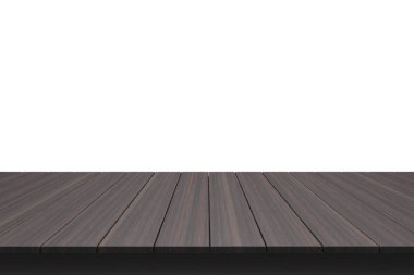 Ahşap masa üstü izole beyaz zemin üzerine