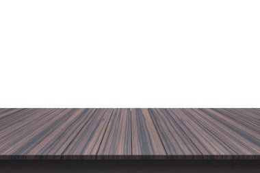 Ahşap masa üstü izole beyaz zemin üzerine